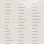 a graphic list of vintage boy names