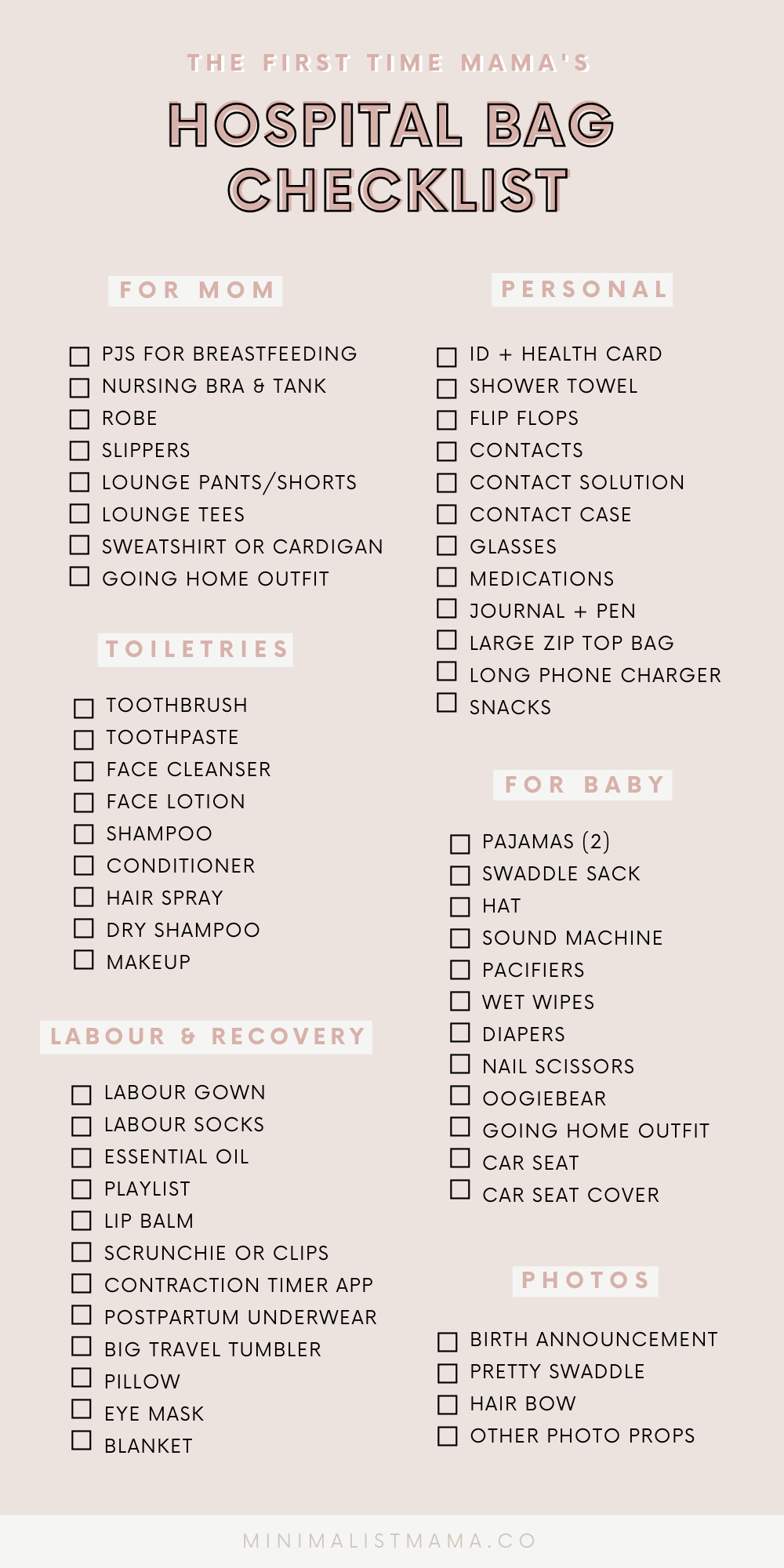 Ultimate Pregnancy Hospital Bag Checklist (Free Printable) | tyello.com