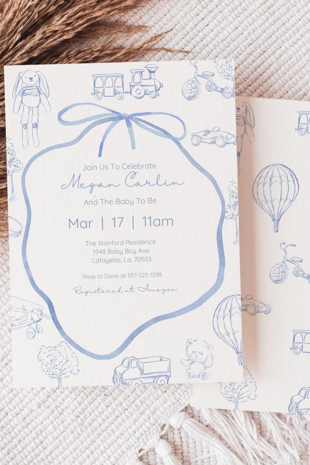 blue and white baby shower