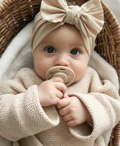 baby girl with bow