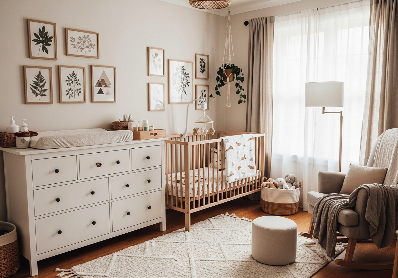 Budget-friendly small nursery with IKEA furniture