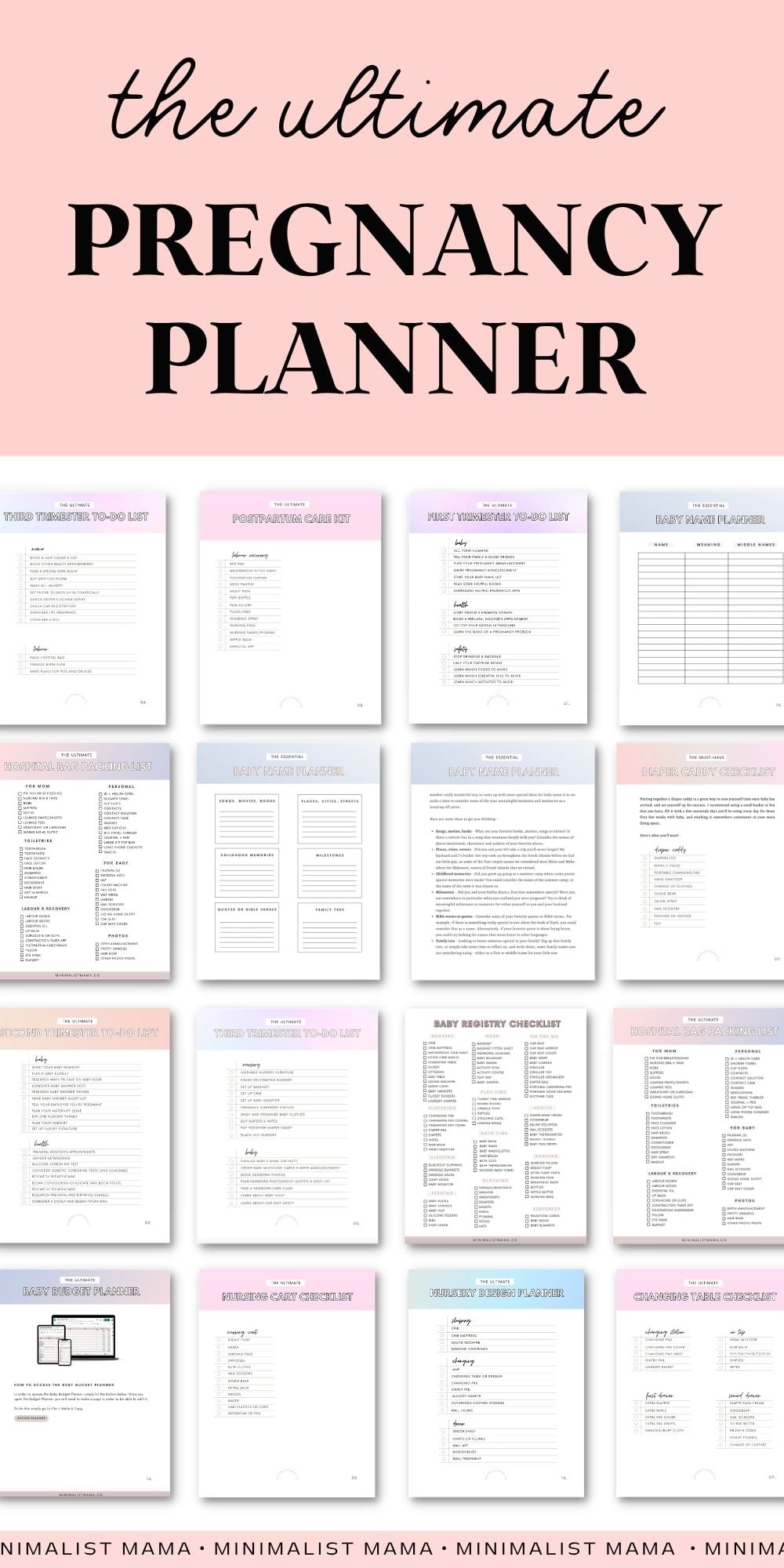Diaper caddy checklist page from the planner
