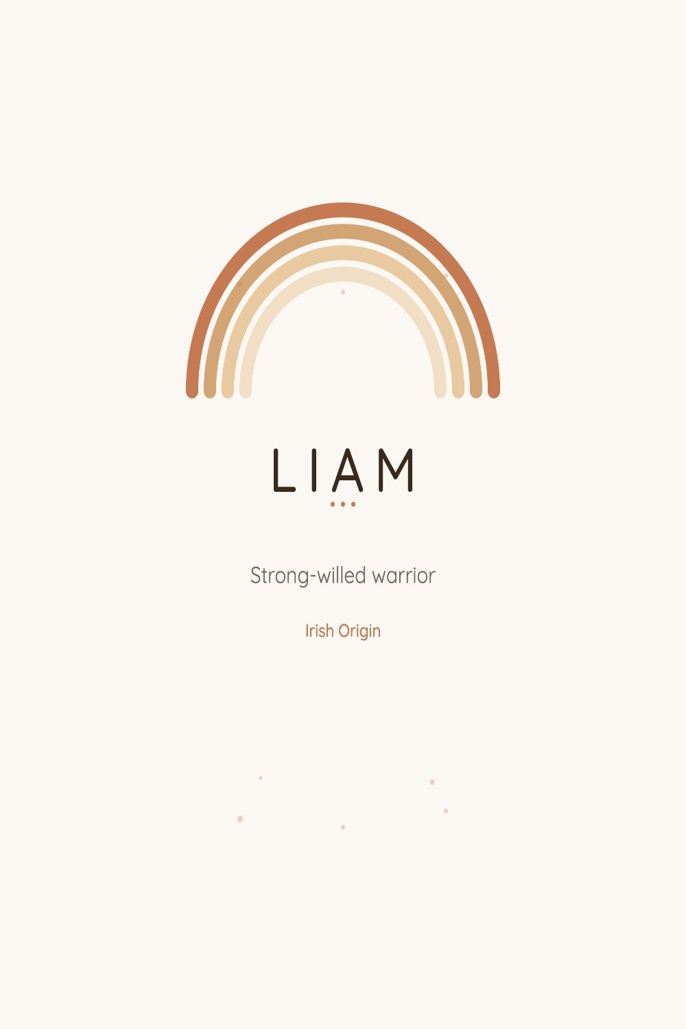 Liam baby name art in Boho style with rainbow arch design