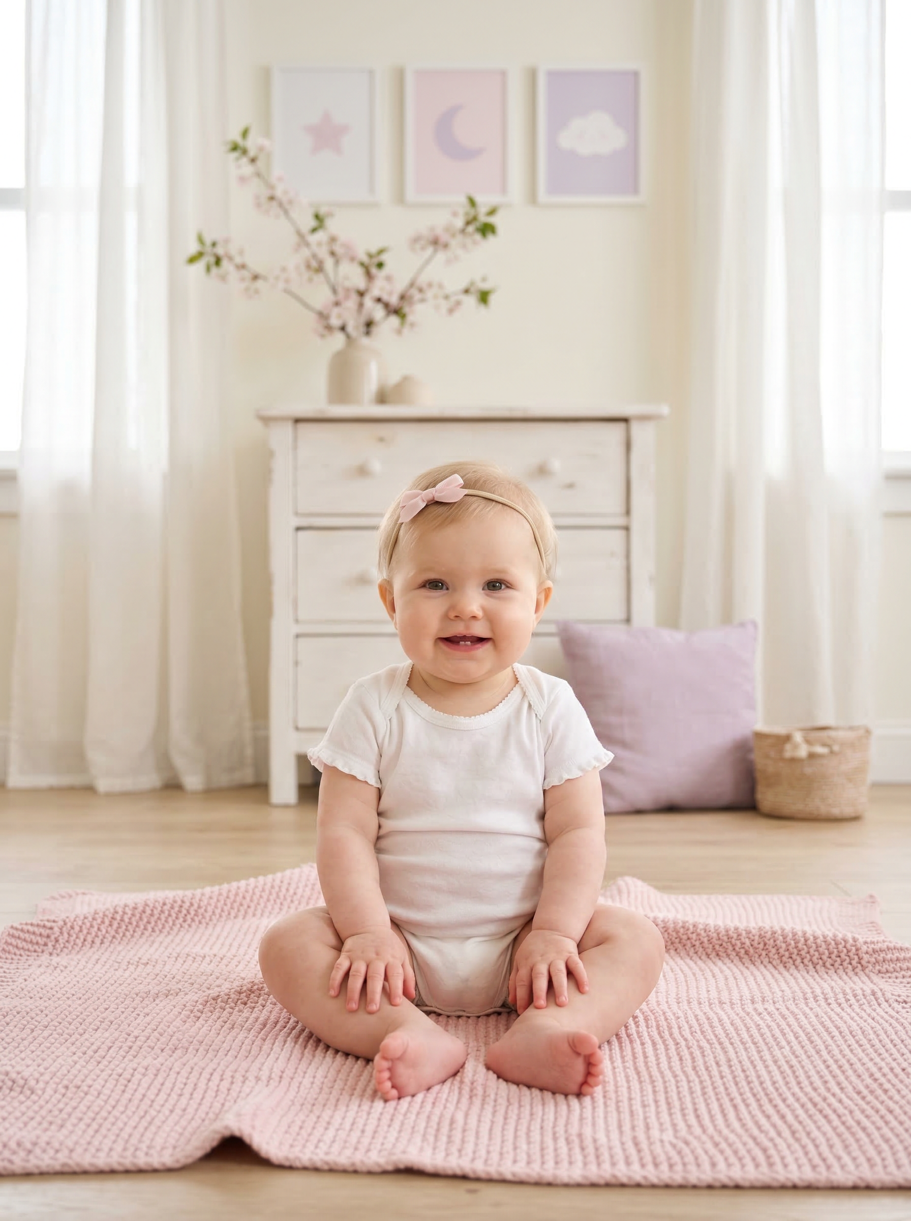 Adorable baby in a soft pastel nursery for anime baby names article