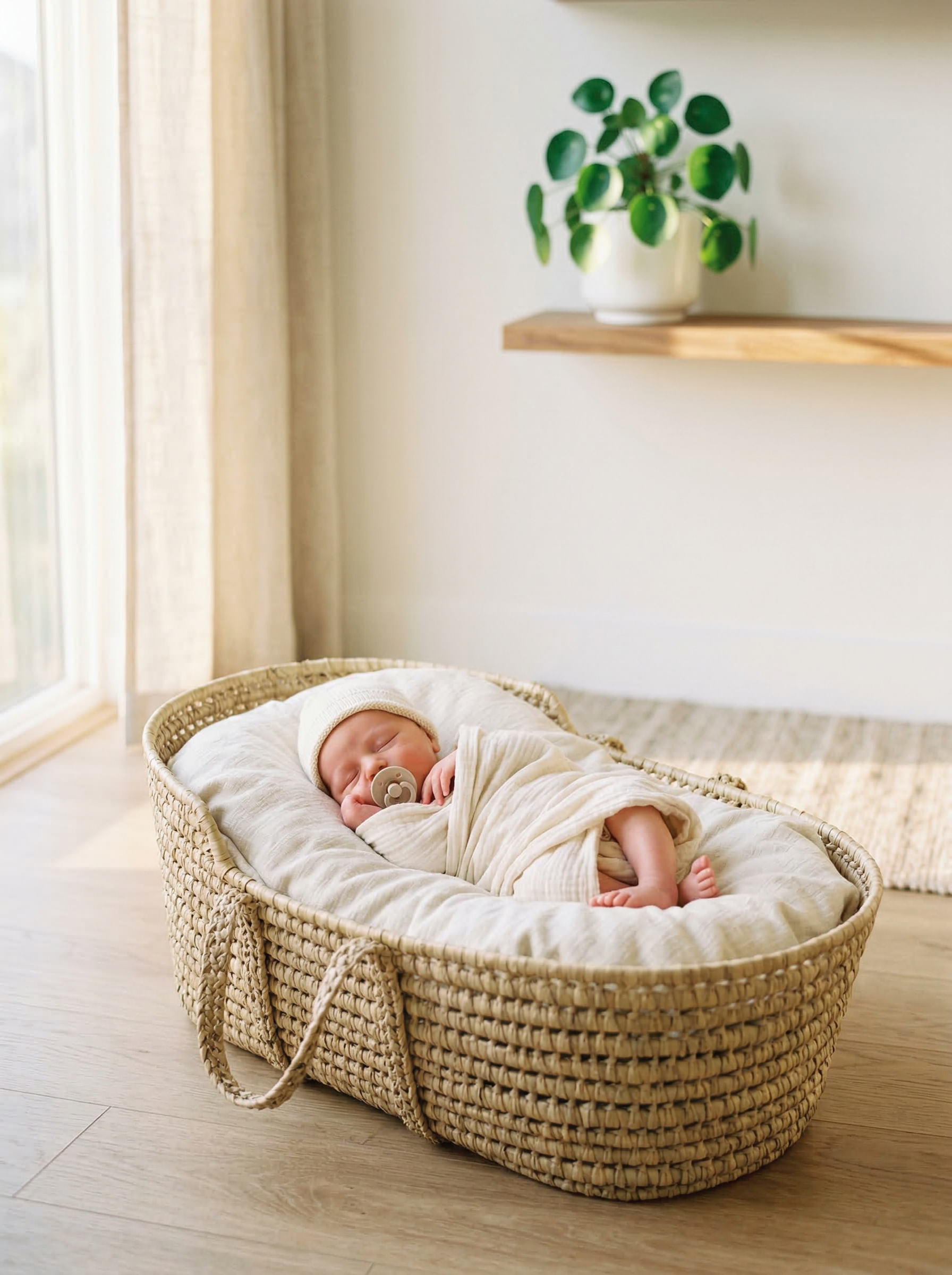 Newborn baby in woven basket for baby names that mean gift from God article