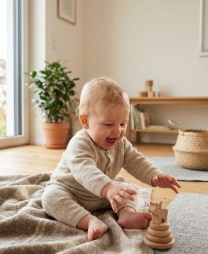 Baby Boy in a bright modern room with natural wood and minimalist elements — 200+ German Baby Boy Names That Are Strong Without Being Stern