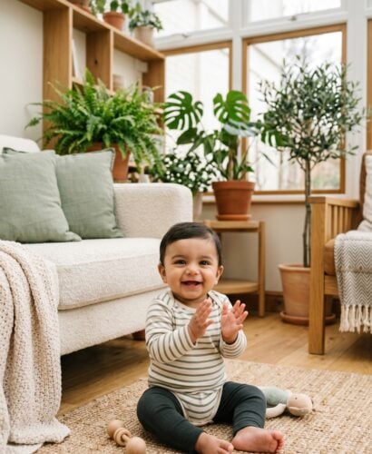 Baby Boy in a bright conservatory with paired windows and warm natural furnishings — Middle Names for Boys With Strong Pairings