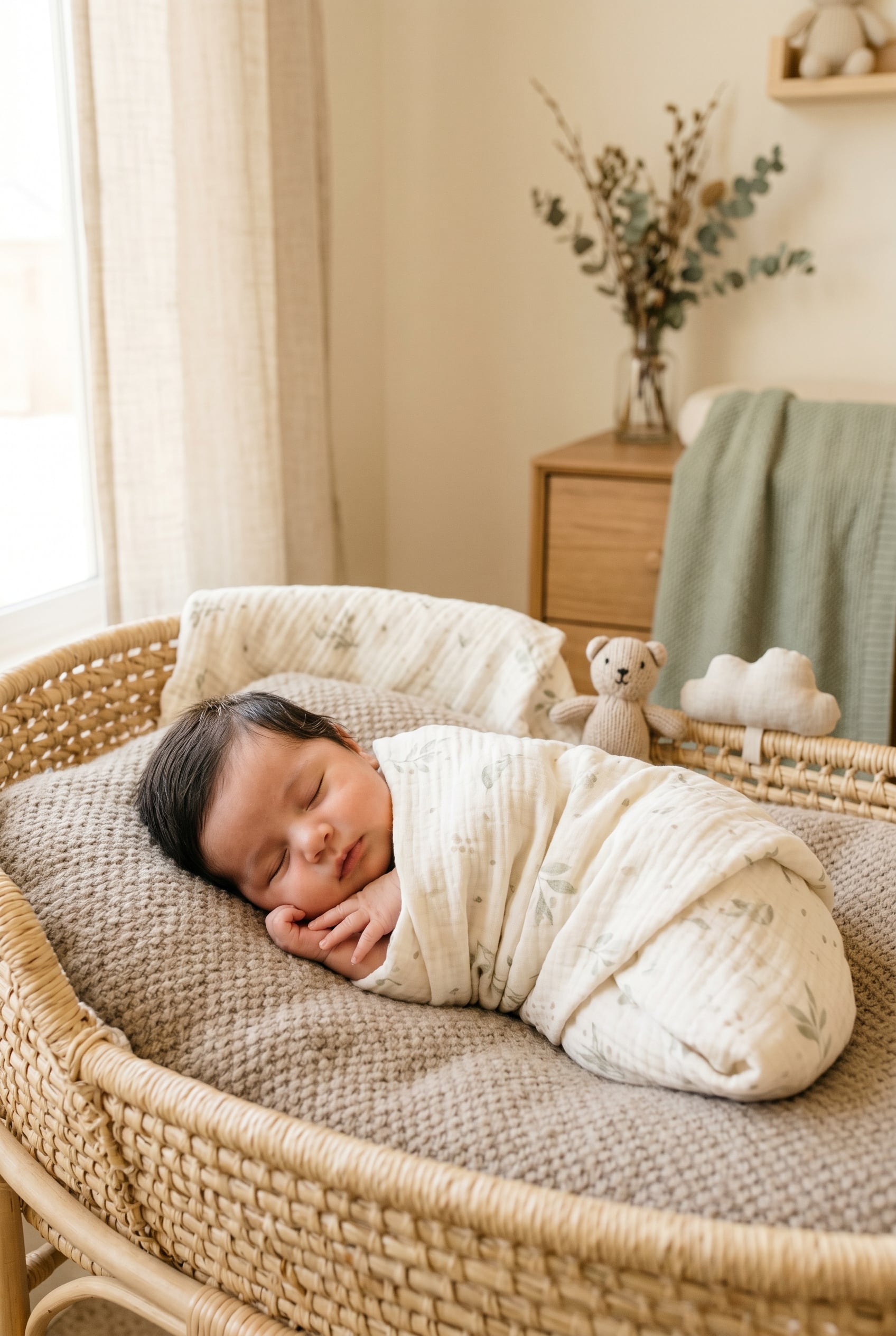 Baby in a bright, airy nursery with two gently balanced sleeping zones — Twin Baby Names That Work for Any Pairing