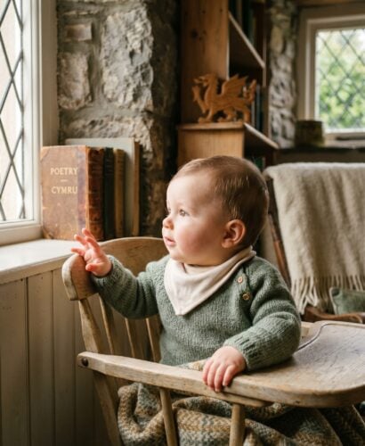 Baby Boy in a stone cottage room with pale wooden paneling and morning light — 200+ Welsh Baby Boy Names With Ancient Bardic Roots