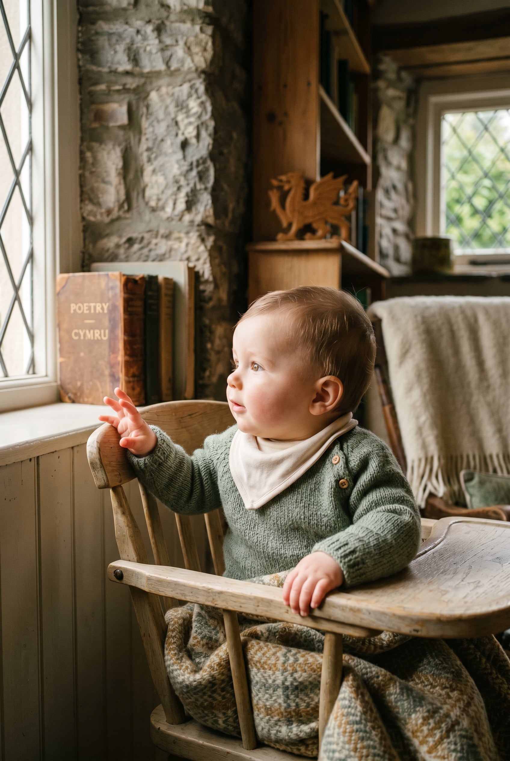 Baby Boy in a stone cottage room with pale wooden paneling and morning light — 200+ Welsh Baby Boy Names With Ancient Bardic Roots