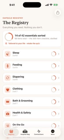 Baby Prep app β checklist screen