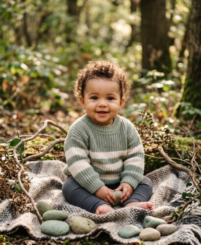 Baby Girl in a woodland clearing dappled with soft morning light — 200+ Tough, Badass Girl Names for a Fierce Little Force