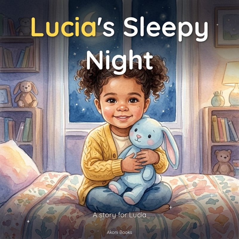 Akoni Books personalized storybook cover with an illustrated toddler as the hero